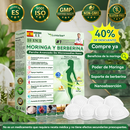 𝑳𝒖𝒙𝒂𝒓𝒊𝒔𝒆®  🌵 Moringa & Berberina 10 en 1 Parche Avanzado de Microagujas Nano (Uso diario, cambios visibles en 7 días) 👩‍⚕️ Obesidad, Diabetes, Apnea del Sueño y Problemas Articulares